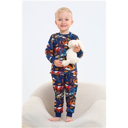 Пижама с брюками для мальчика Заря Темно-синий