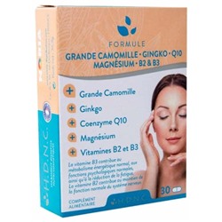 H.D.N.C Grande Camomille Ginkgo Coenzyme Q10 Magn?sium Vitamines B2 et B3 30 Comprim?s