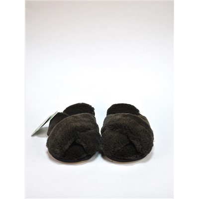 Арт 442 - Тапочки косички из экомеха темно-коричневые