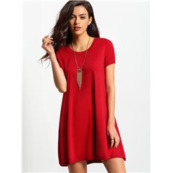 Бордовое платье в стиле кэжуал
