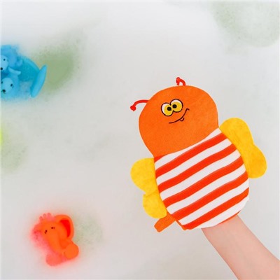 Мочалка-варежка детская для купания Доляна «Пчёлка», цвет МИКС