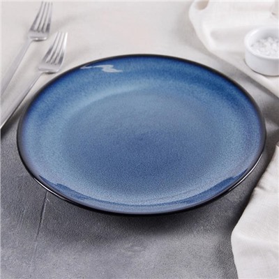 Тарелка керамическая обеденная «Лунная тропа», d=25 см, цвет синий
