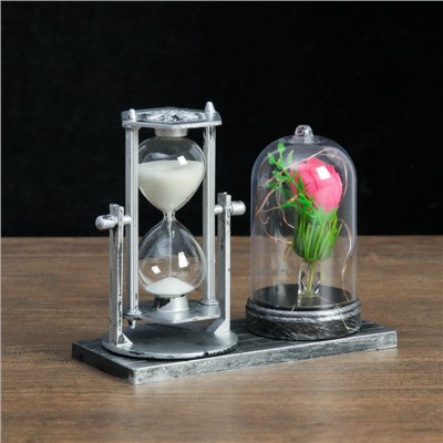 Песочные часы "Роза", сувенирные, с подсветкой, 15 х 9 х 14 см, микс