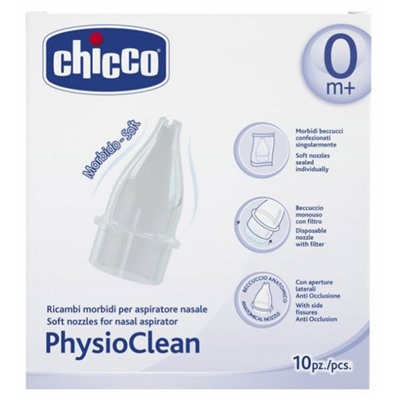 Chicco Physio Clean Recharges Souples pour Aspirateur Nasal 0 Mois et + 10 Recharges