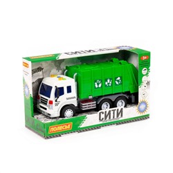 322845 Полесье "Сити", автомобиль коммунальный инерционный (со светом и звуком) (зелёный) (в коробке)