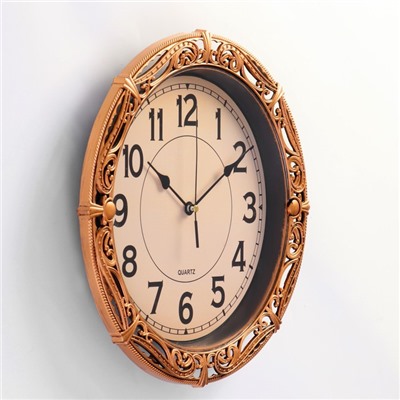 Часы настенные, серия: Классика, "Джоана", дискретный ход, d-30 см, бронза