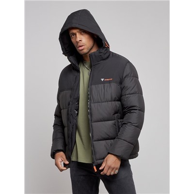 Куртка мужская зимняя с капюшоном спортивная великан черного цвета 8377Ch