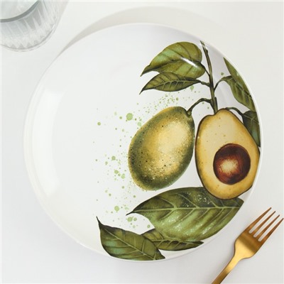 Тарелка керамическая «Авокадо», 22.5 см, цвет белый
