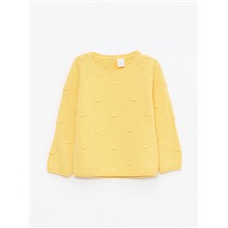 Текстурный вязаный свитер с круглым вырезом для девочки