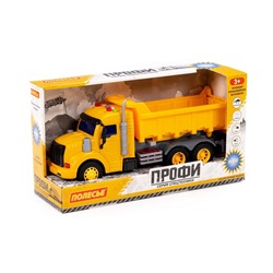 322803 Полесье "Профи", автомобиль-самосвал инерционный (со светом и звуком) (жёлтый) (в коробке)