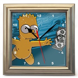 Часы настенные "Барт Симпсон" (2), Цвет рамки может быть другим.