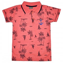 Рубашка-поло детская "Пальмы" (коралловый)