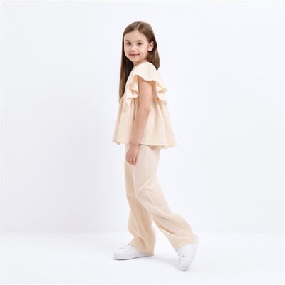Комплект (блузка и брюки) для девочки MINAKU цвет бежевый, рост 116 см