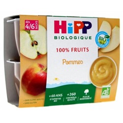HiPP 100% Fruits Pommes d?s 4-6 Mois Bio 4 Pots