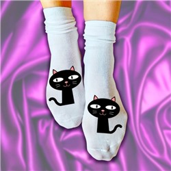 Носки женские с рисунком "Черный котик"
