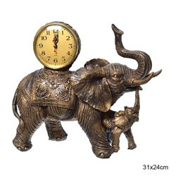 Часы статуэтка Слон со слоненком 31x24 см / 3660A /уп 8/