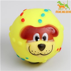 Игрушка пищащая "Мяч Джим" для собак, 6 см, жёлтая