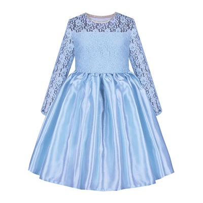 Голубое нарядное платье для девочки с гипюром 84172-ДН19