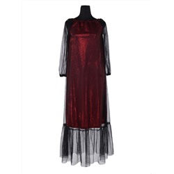 Платье Fashion 026, гипюр красный, черный