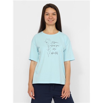 Комплект женский (футболка, шорты) Голубой