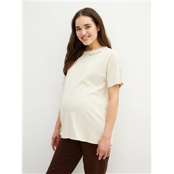 Хлопковая футболка для беременных с короткими рукавами и принтом