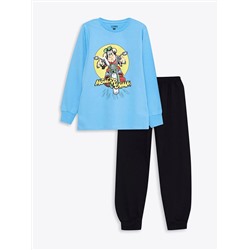 Пижама для мальчика с длинным рукавом и круглым вырезом с принтом Nostalgic Monkey