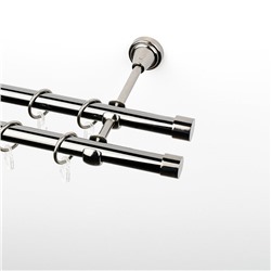 Карниз металлический стыкованный, 2-рядный "Кап", черный никель, гладкая труба, ø 19 мм (kn-548)