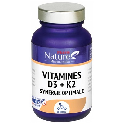 Pharm Nature Vitamine D3 + K2 Synergie Optimale 60 G?lules