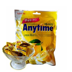 Леденцы Ксилитол Энитайм с лимонно-мятным вкусом (Xylitol Anytime, Lemon Mint) Lotte  без сахара 74 г Акция