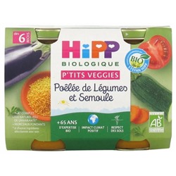 HiPP P tits Veggies Po?l?e de L?gumes et Semoule d?s 6 Mois Bio 2 Pots