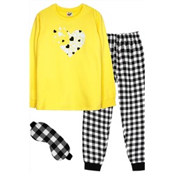 Пижама с брюками для девочки 91228 Желтый/черная клетка