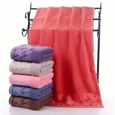 Махровое полотенце "Вальс бабочек"-розовый 70*140 см. хлопок 100%