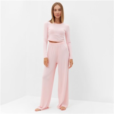 Комплект женский (лонгслив, брюки) MINAKU: Home collection цвет розовый, р-р 42