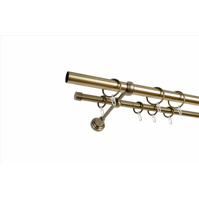 Карниз металлический стыкованный, 2-рядный "Флора", золото антик, гладкая труба, ø 25 мм (kn-498)