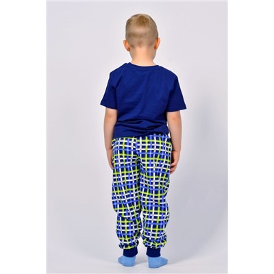 Пижама с брюками для мальчика 92210 Темно-синий/синяя клетка