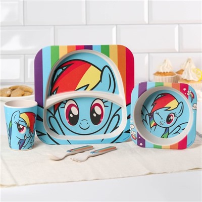 Набор детской бамбуковой посуды, 5 предметов "Радуга Деш", My Little Pony в пакете