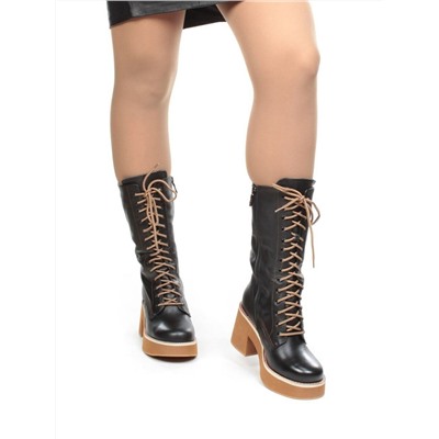 DMD-M7082 BLACK Ботинки зимние женские (натуральная кожа, натуральный мех)