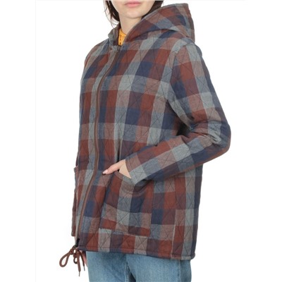 W-128 BROWN/BLUE Куртка демисезонная женская (100% хлопок, синтепон 50 гр.)