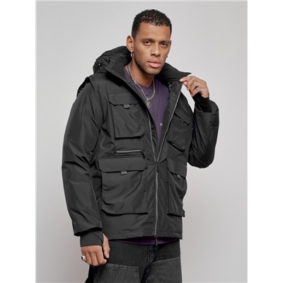 Куртка - жилетка трансформер 2 в 1 мужская зимняя черного цвета 2409Ch