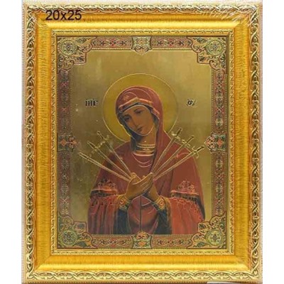 Икона 20х25 Богородица Семистрельная под стеклом / S048-28 / KS2917-332 /