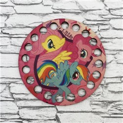 Деревянная крышка с рисунком "Цветные пони"