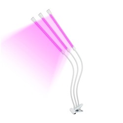 ULT-P33-18W/SPLE/TM/60 IP40 WHITE TRIPLE Светильник для растений светодиодный с таймером, на прищепке. Спектр для фотосинтеза. TM Uniel