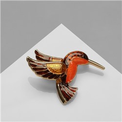 Брошь "Птица" колибри, цветная в золоте