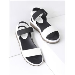 Чёрно-белые модные сандалии на платформе