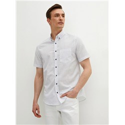 Классическая мужская рубашка с короткими рукавами и узором LCW CLASSIC