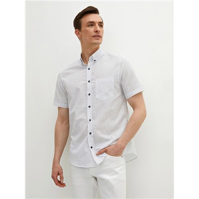 Классическая мужская рубашка с короткими рукавами и узором LCW CLASSIC