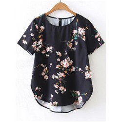 Модная асимметричная блуза с цветочным принтом