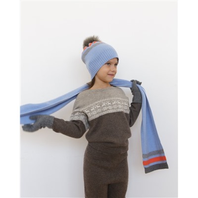 Детский кашемировый шарф 12108 голубой