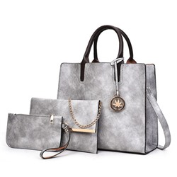 Набор сумок из 3 предметов арт А21, цвет: серый