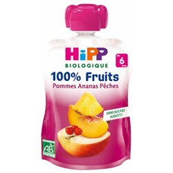 HiPP 100% Fruits Gourde Pommes Ananas P?ches d?s 6 Mois Bio 90 g